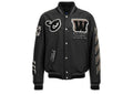 Off-White c/o Virgil Abloh Leather Varsity Jacket Logo Patches Black
