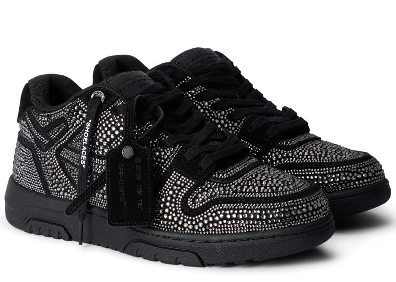 OFF-WHITE Out Of Office OOO Low Tops Strass Crystal Embellished Black (Women's)