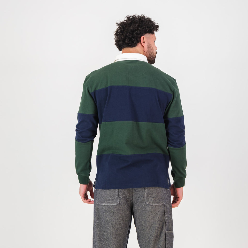 Old School C&S Stripe LS Rugby Jersey-Navy