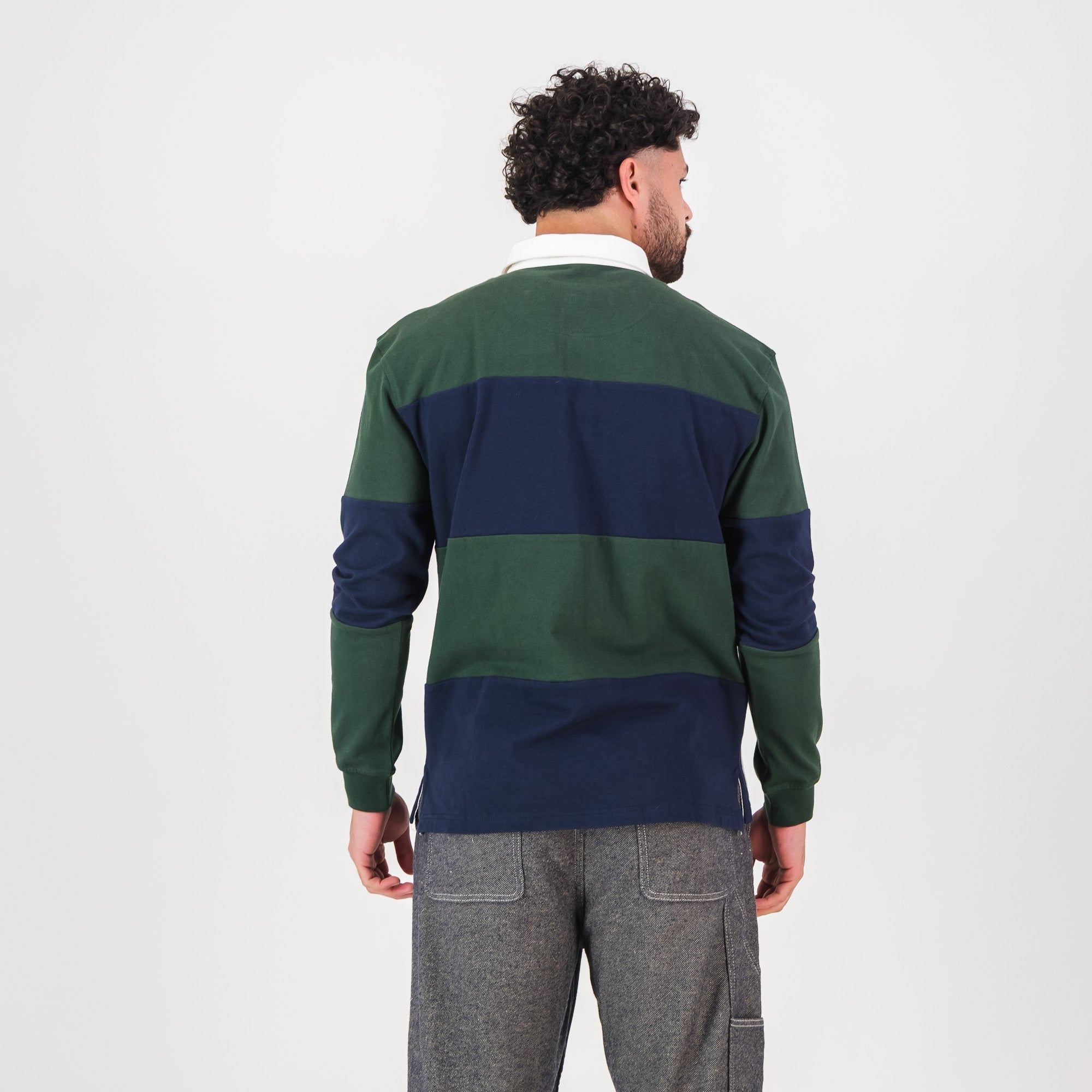 Old School C&S Stripe LS Rugby Jersey-Navy
