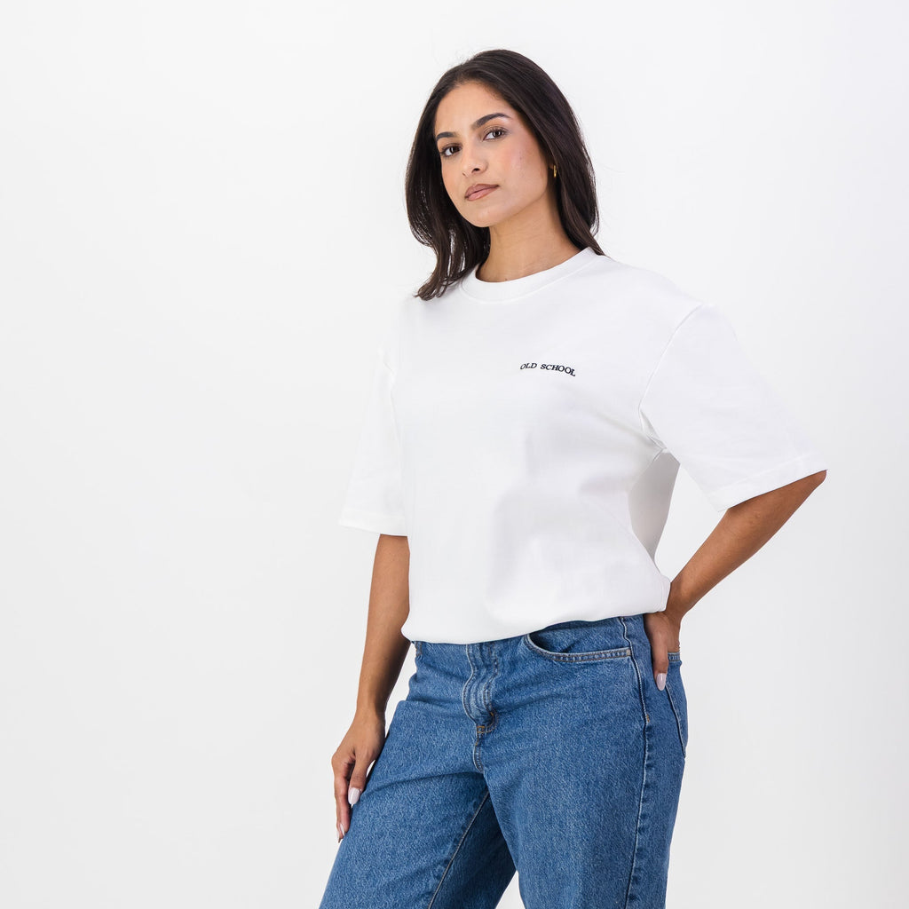 Old School Leisure Clubhouse Boxy Tee White