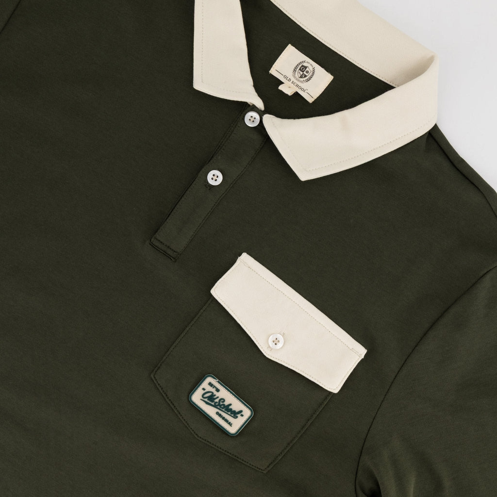 Old School Leisure Pocket SS Polo Green