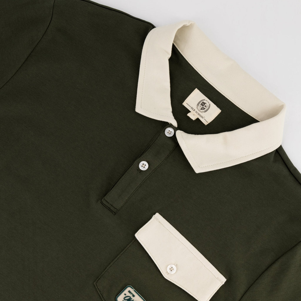 Old School Leisure Pocket SS Polo Green