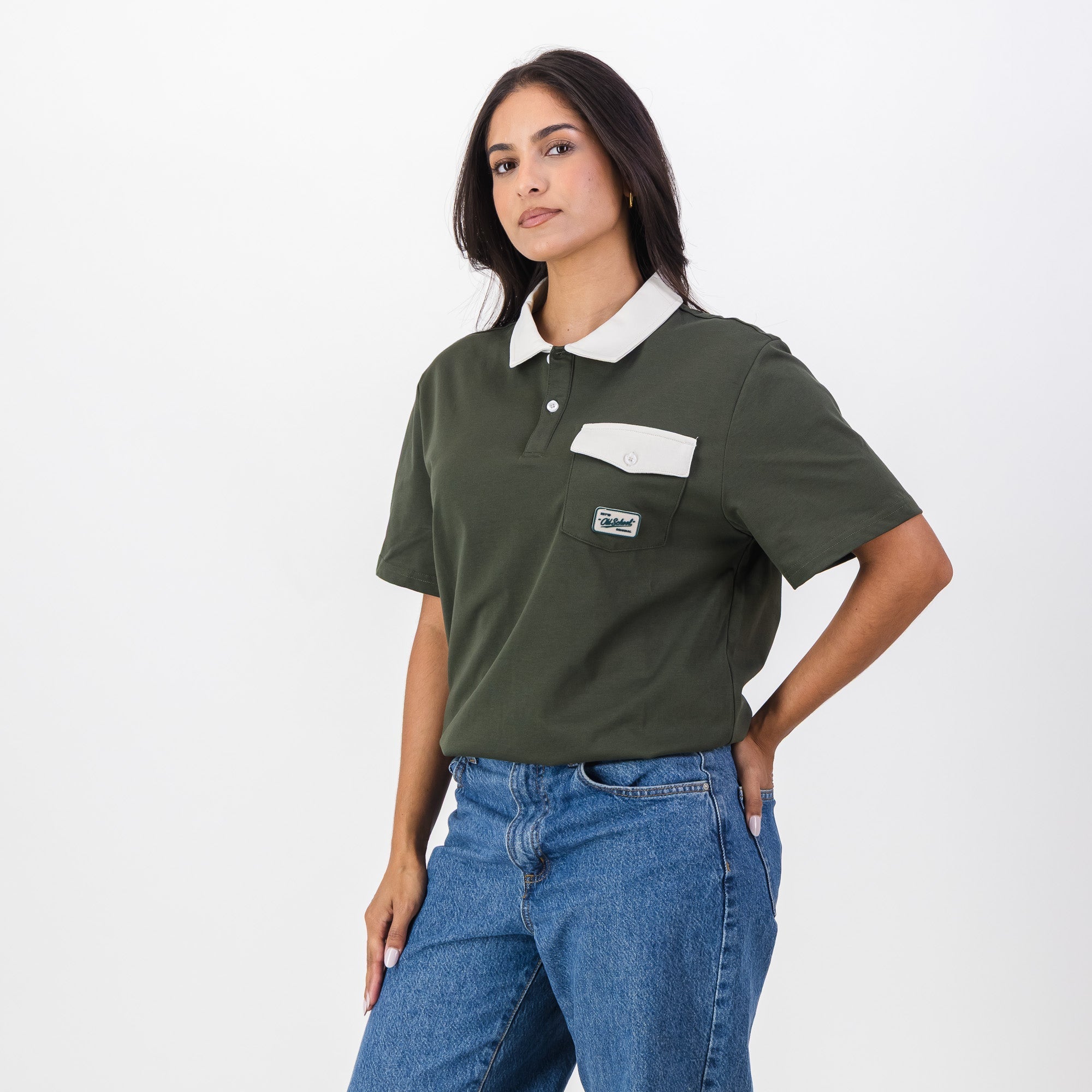 Old School Leisure Pocket SS Polo Green