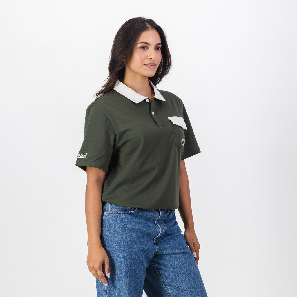 Old School Leisure Pocket SS Polo Green