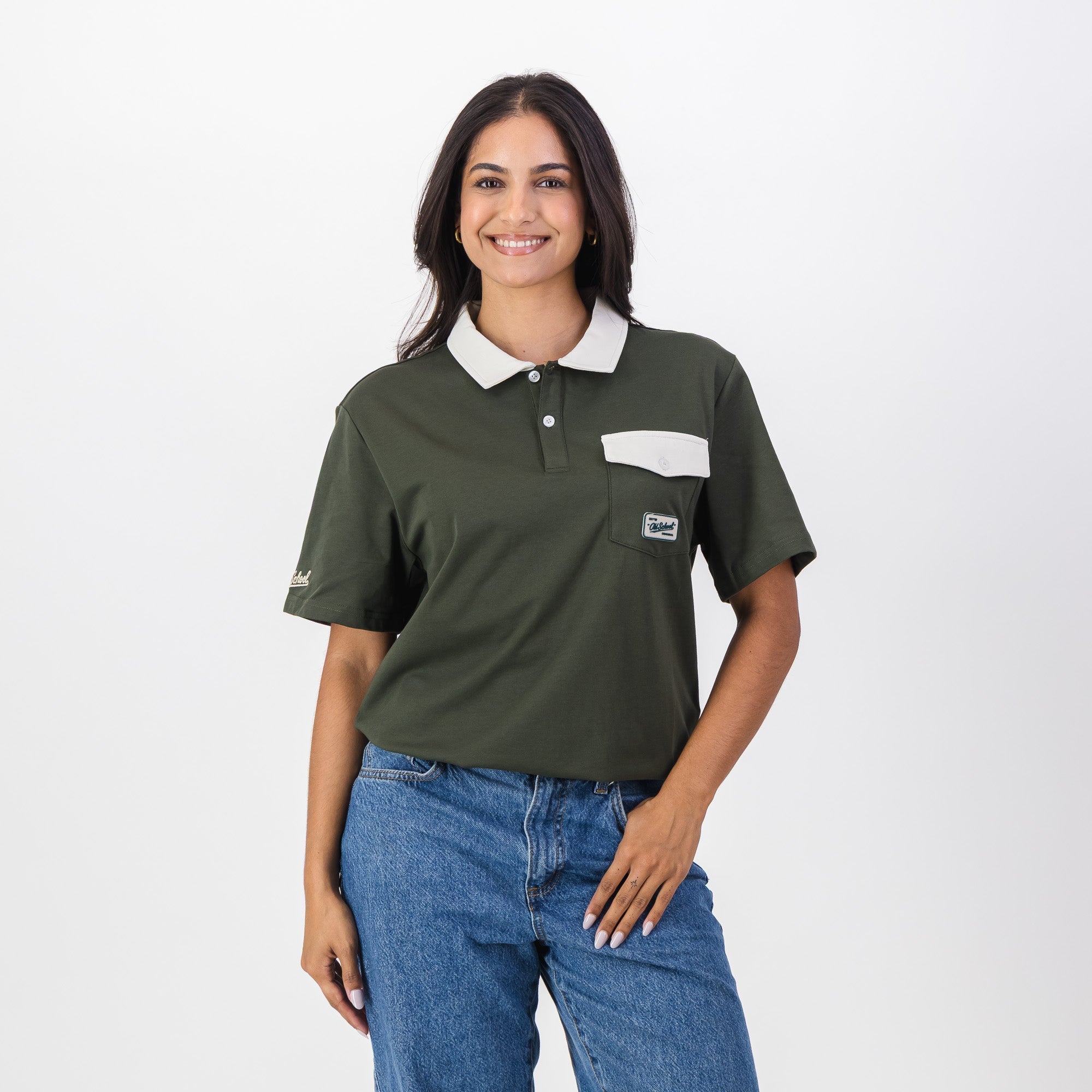 Old School Leisure Pocket SS Polo Green