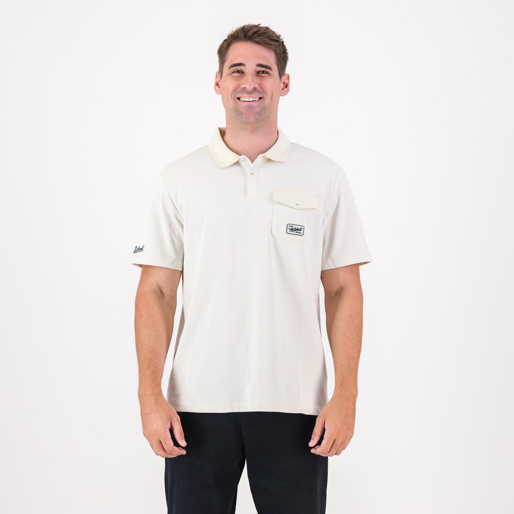 Old School Leisure Pocket SS Polo Ivory