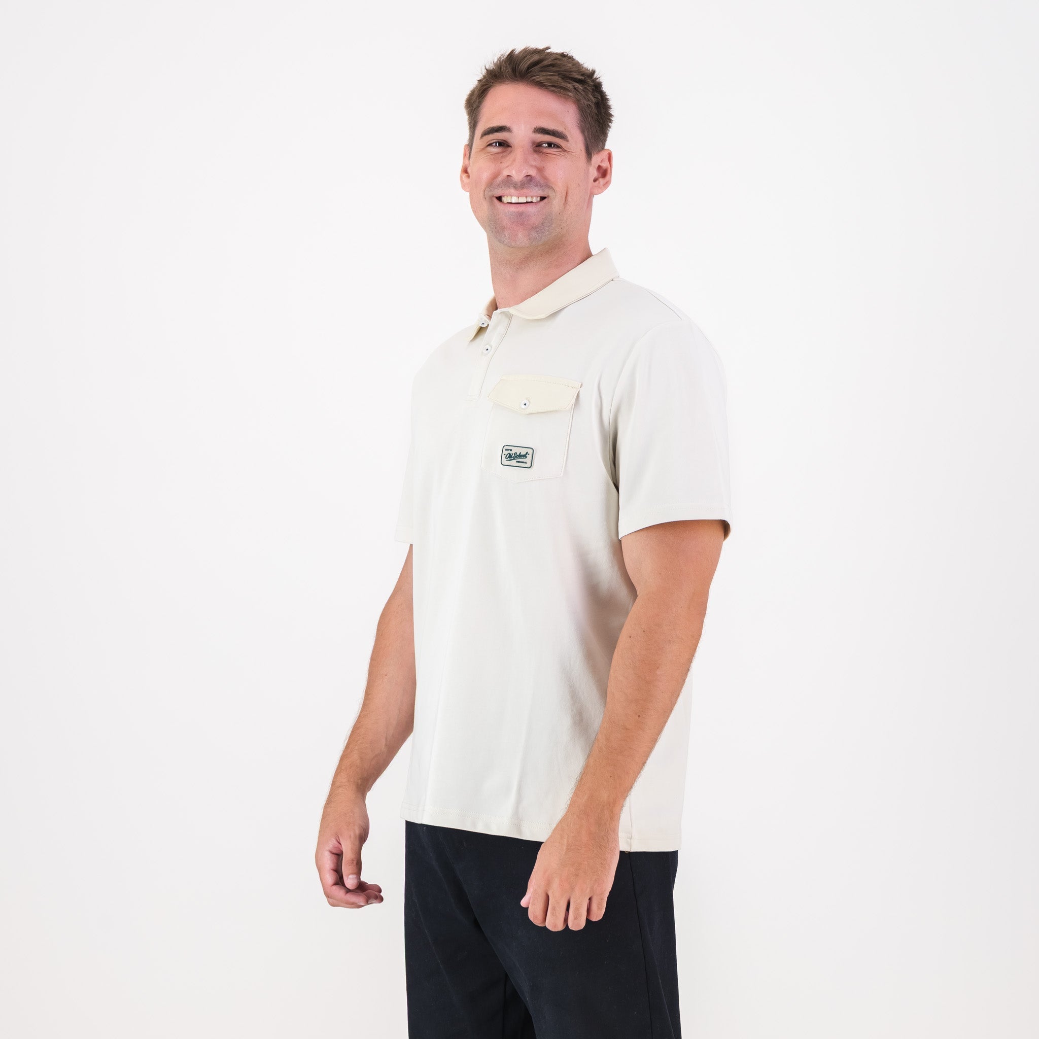 Old School Leisure Pocket SS Polo Ivory