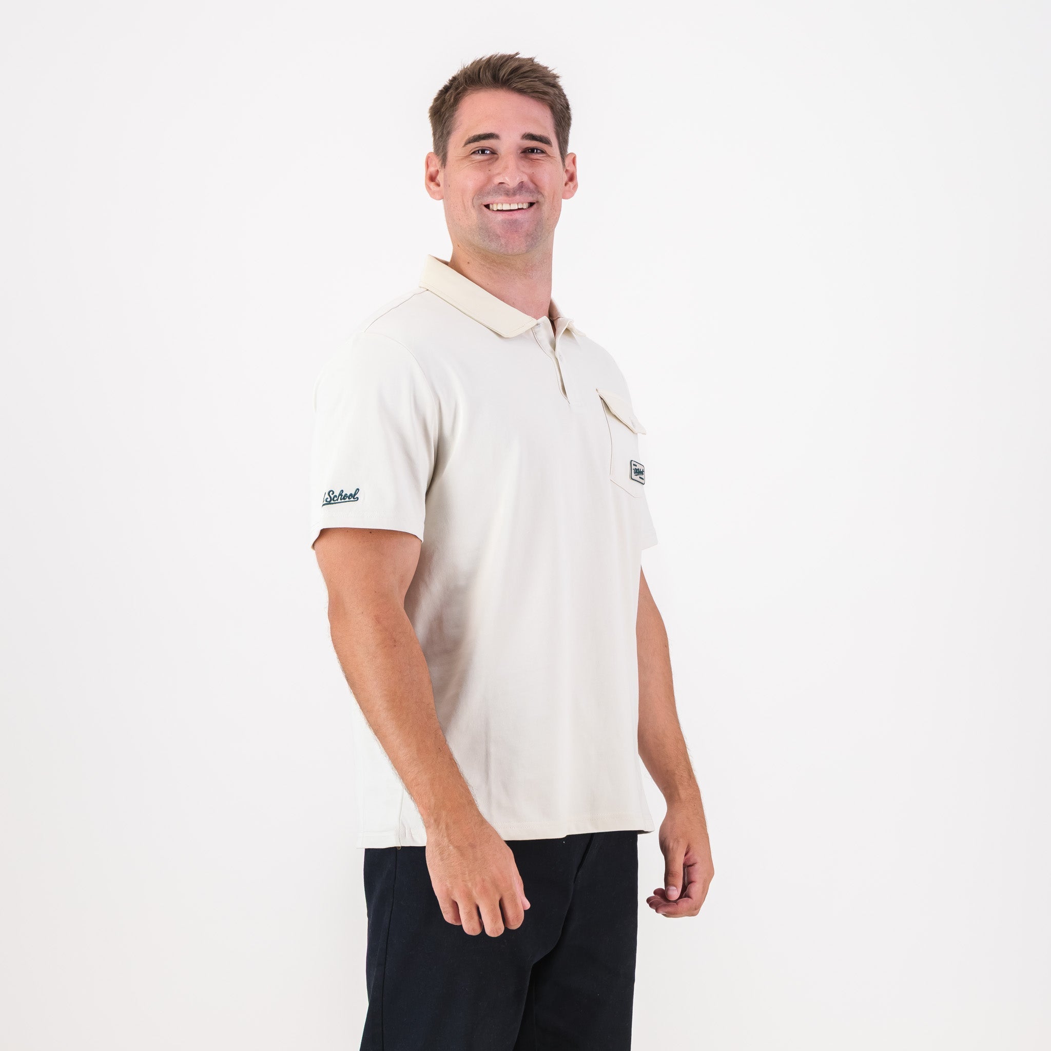 Old School Leisure Pocket SS Polo Ivory