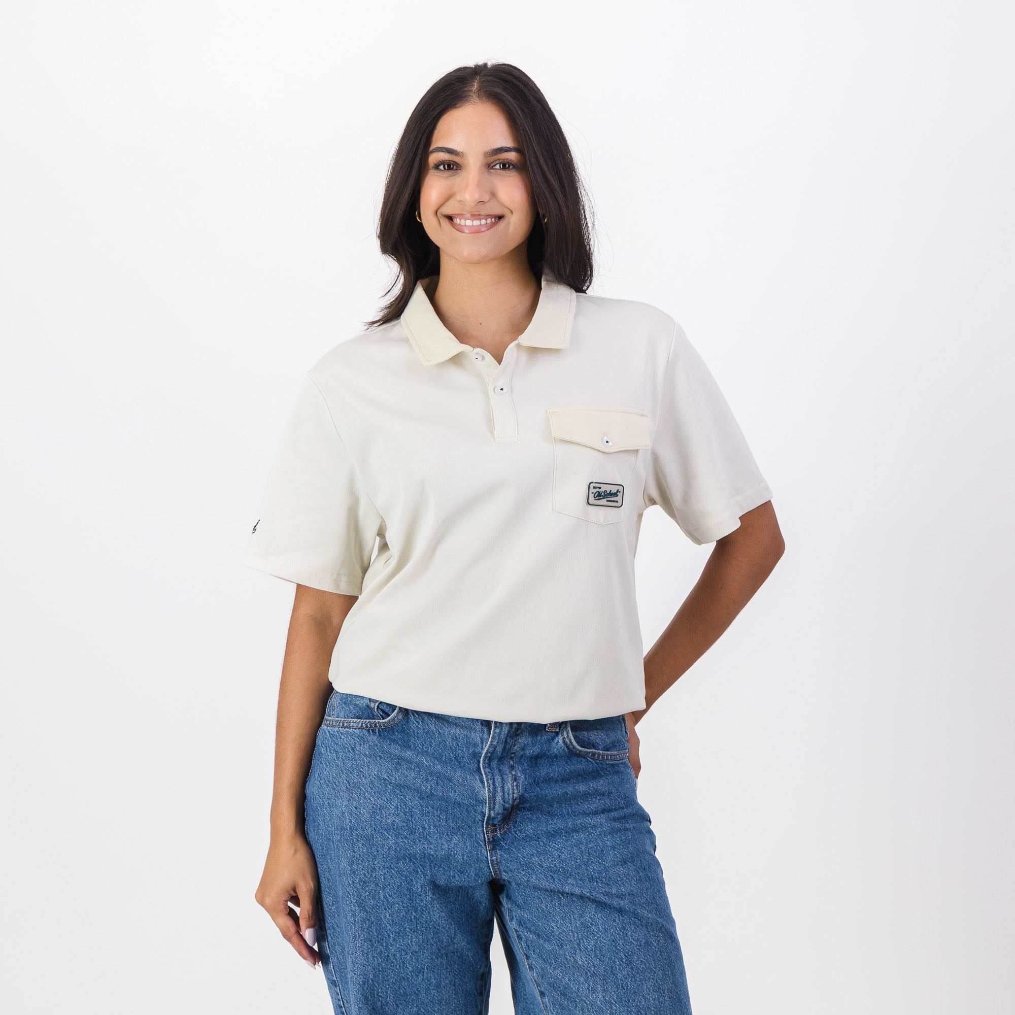 Old School Leisure Pocket SS Polo Ivory