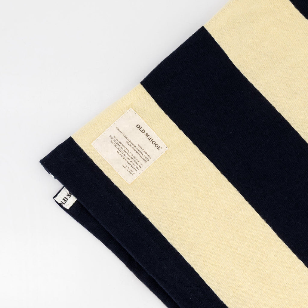 Old School YD Stripe 8X8 LS Rugby Jersey-Navy