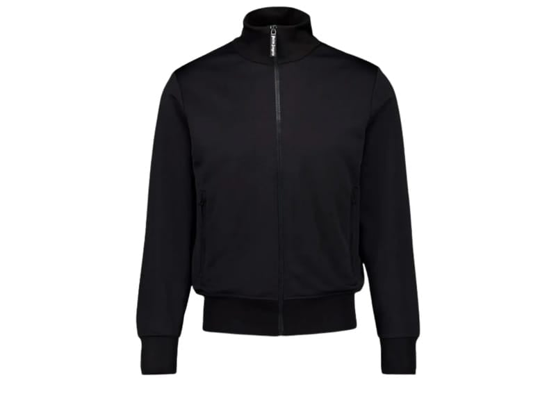 Palm Angels Back Curved Logo Print Zip-Up Track Jacket Vintage Black