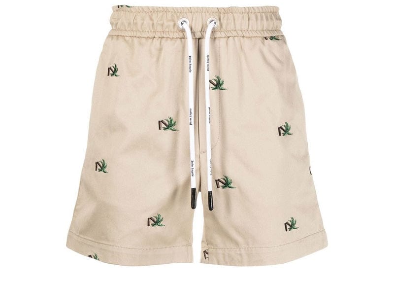 Palm Angels Broken Palm Shorts Beige Green