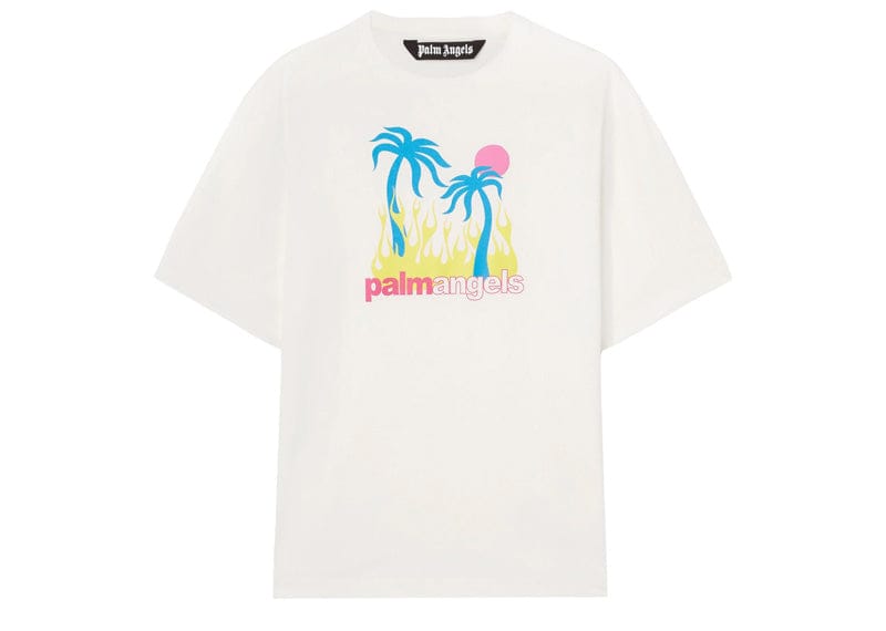 Palm Angels Burning Oasi Slim Tee Off White/Multicolor