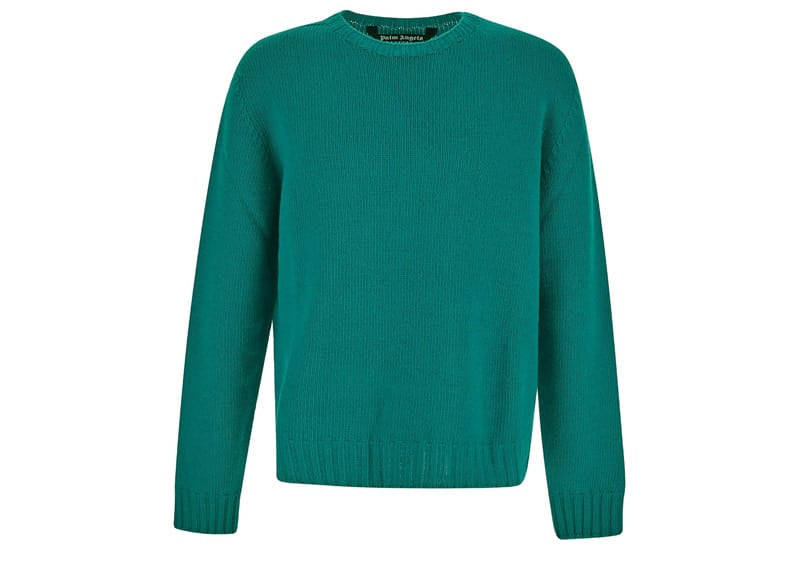 Palm Angels Curved Logo Intarsia Jumper Turquoise