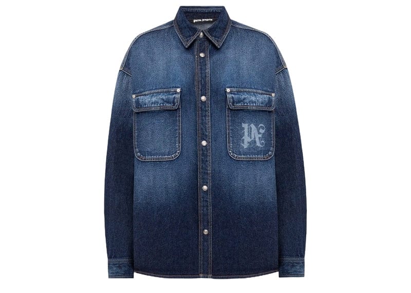 Palm Angels Logo Print Denim Shirt