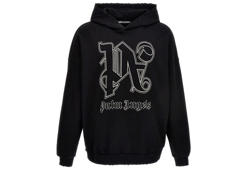 Palm Angels Monogram Statement Logo Hoodie Black