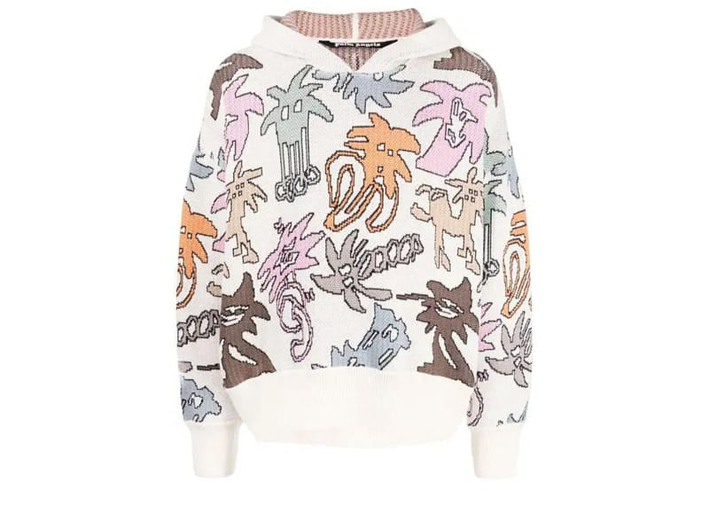 Palm Angels Palmity Knitted Hoodie Butter Multicolor