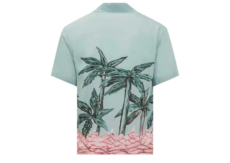 Palm Angels Palms Row Button Up Bowling Shirt Light Blue