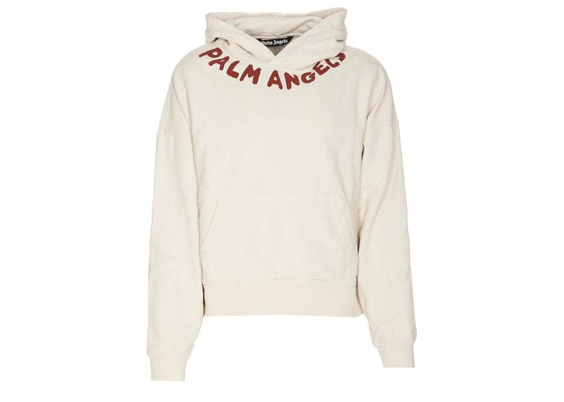 Palm Angels Seasonal Logo Print Hoodie White/Red