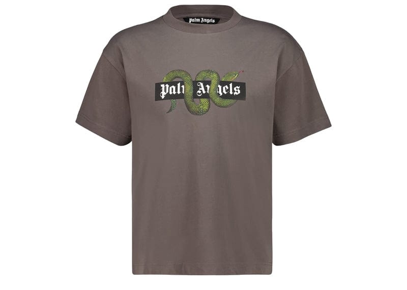 Palm Angels Snake Box Logo Regular Tee Dark Grey/Green