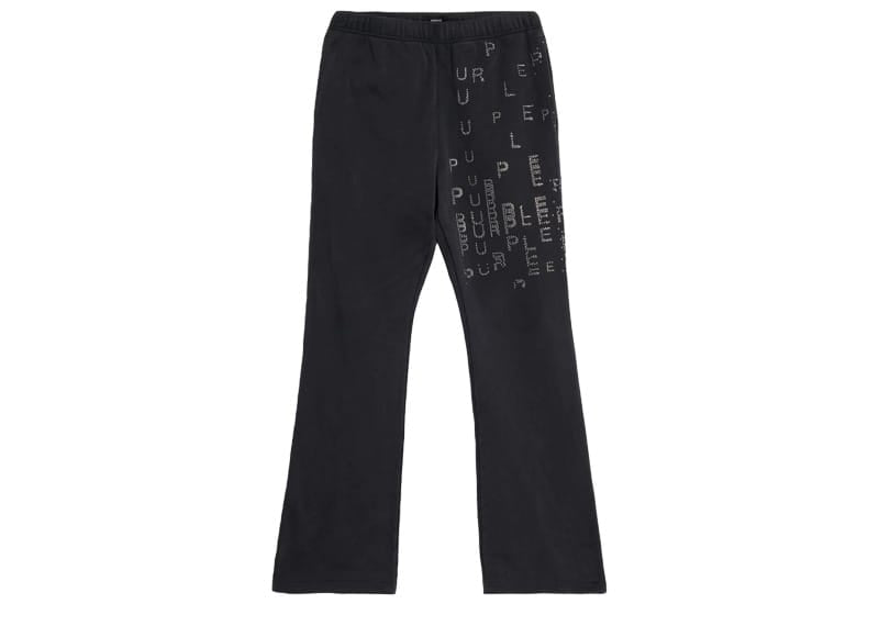 PURPLE BRAND Rhinestone Cotton Fleece Flare Sweatpants