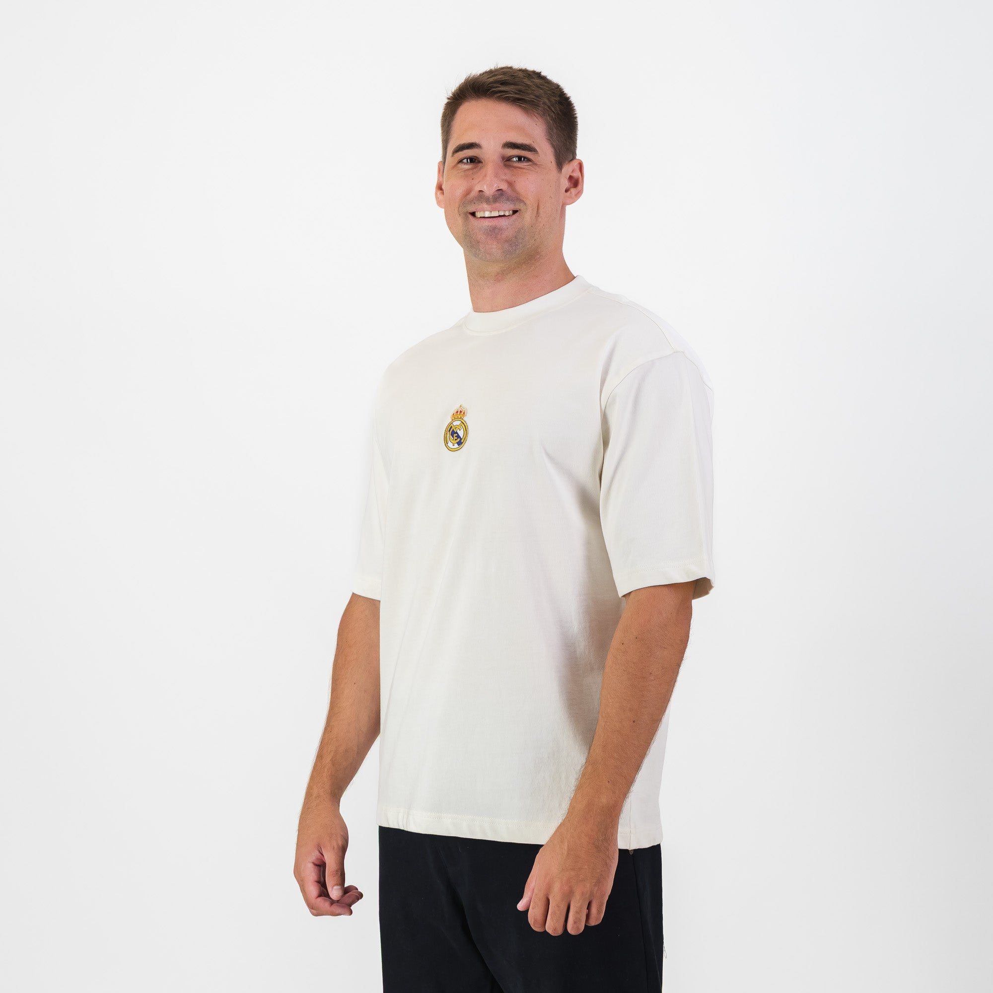 Real Madrid Crest Boxy Tee-Cloud Dancer