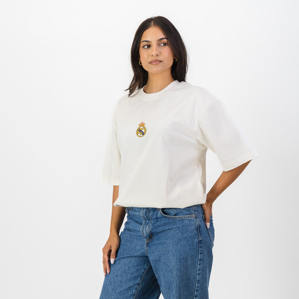 Real Madrid Crest Boxy Tee-Cloud Dancer