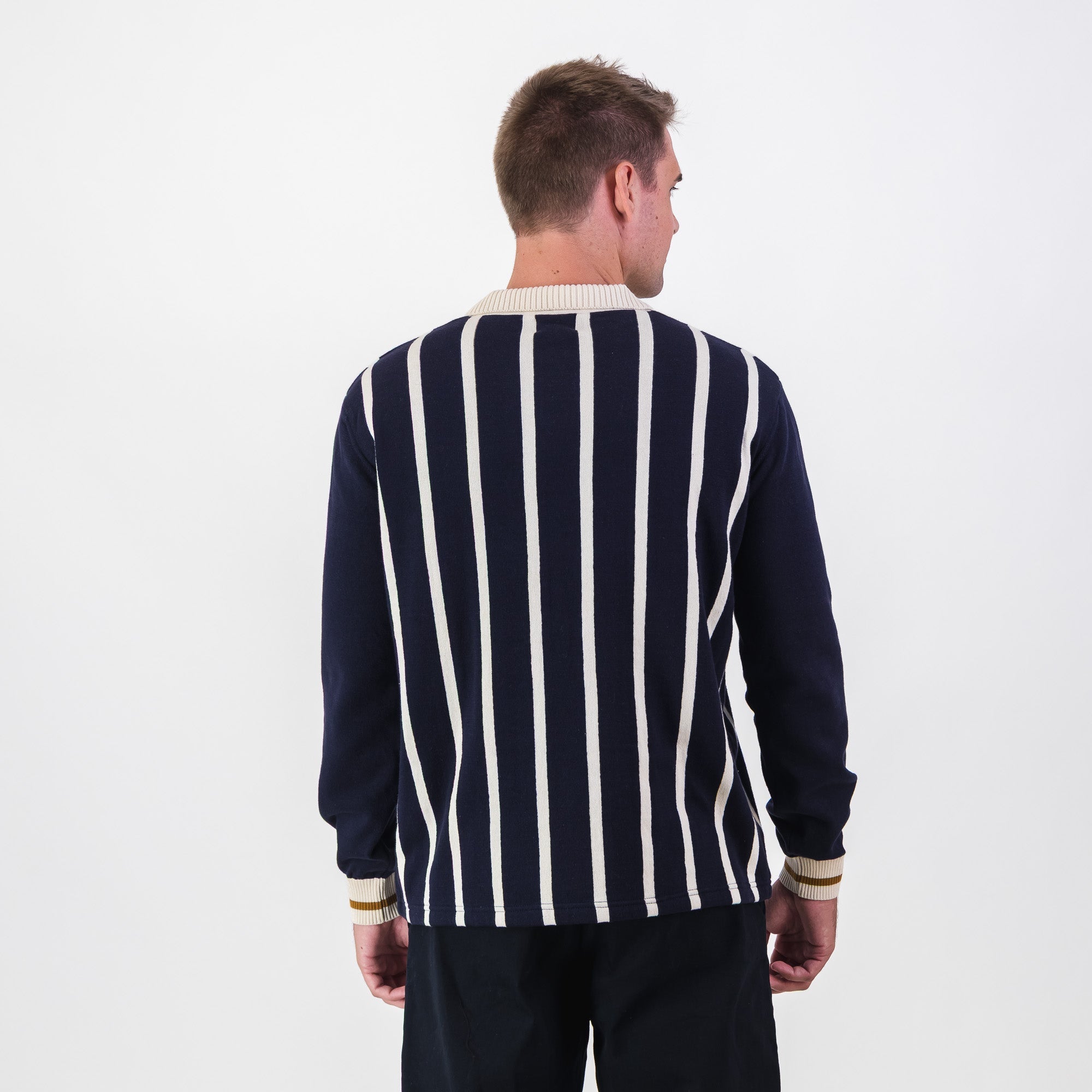Real Madrid Stripe LS Knit Jersey-Navy