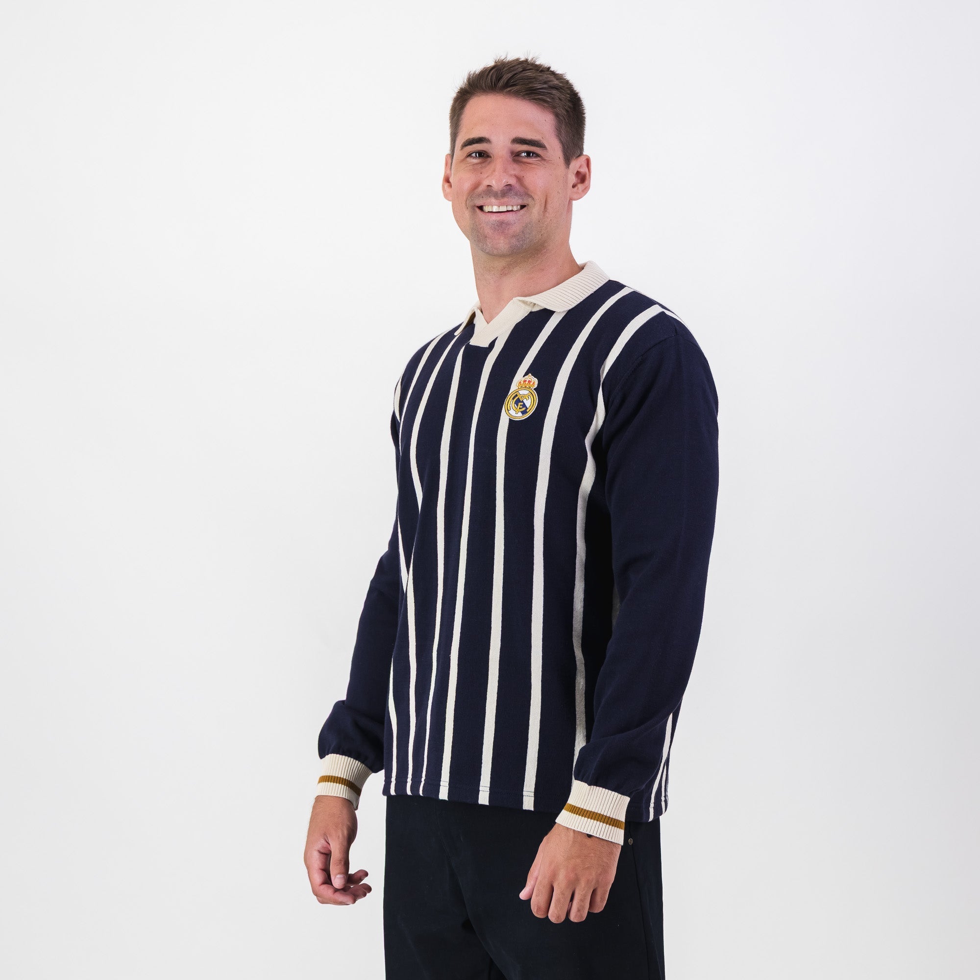 Real Madrid Stripe LS Knit Jersey-Navy
