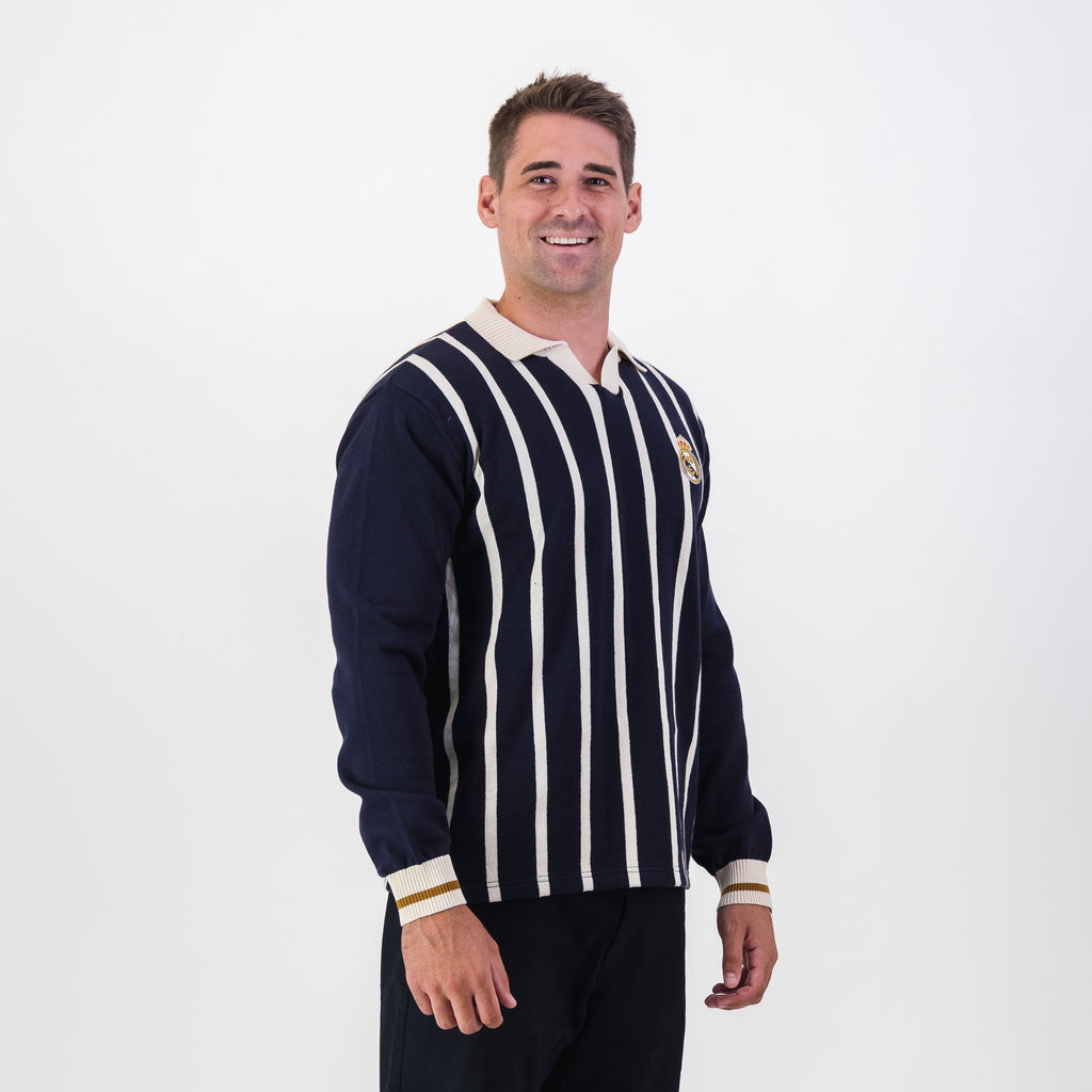 Real Madrid Stripe LS Knit Jersey-Navy