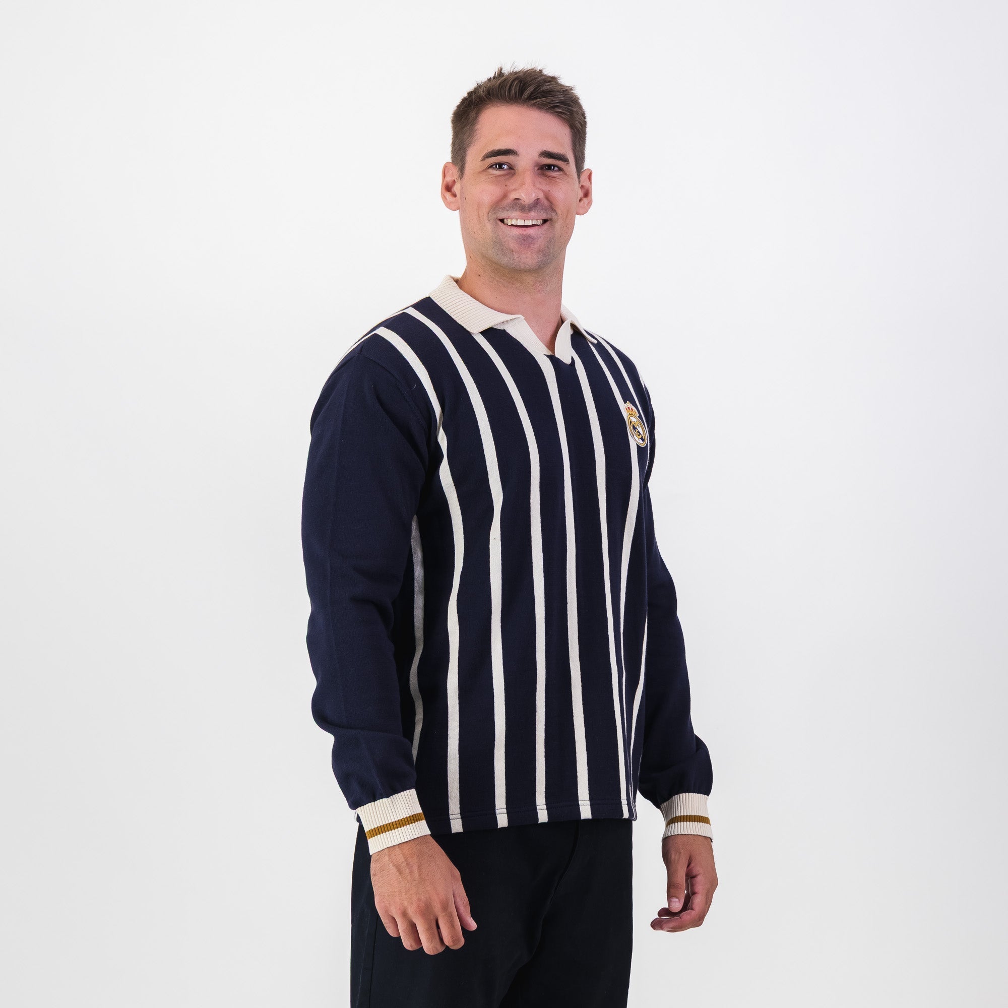 Real Madrid Stripe LS Knit Jersey-Navy