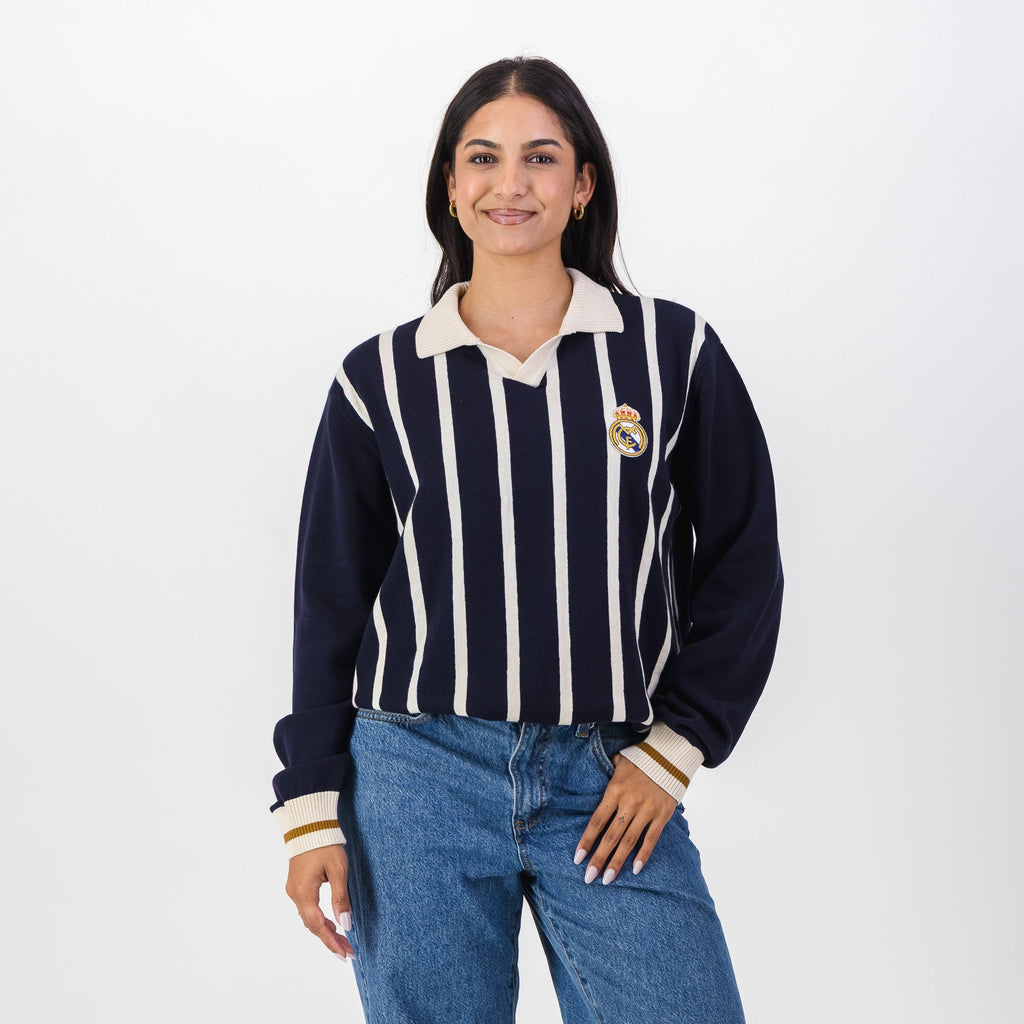 Real Madrid Stripe LS Knit Jersey-Navy