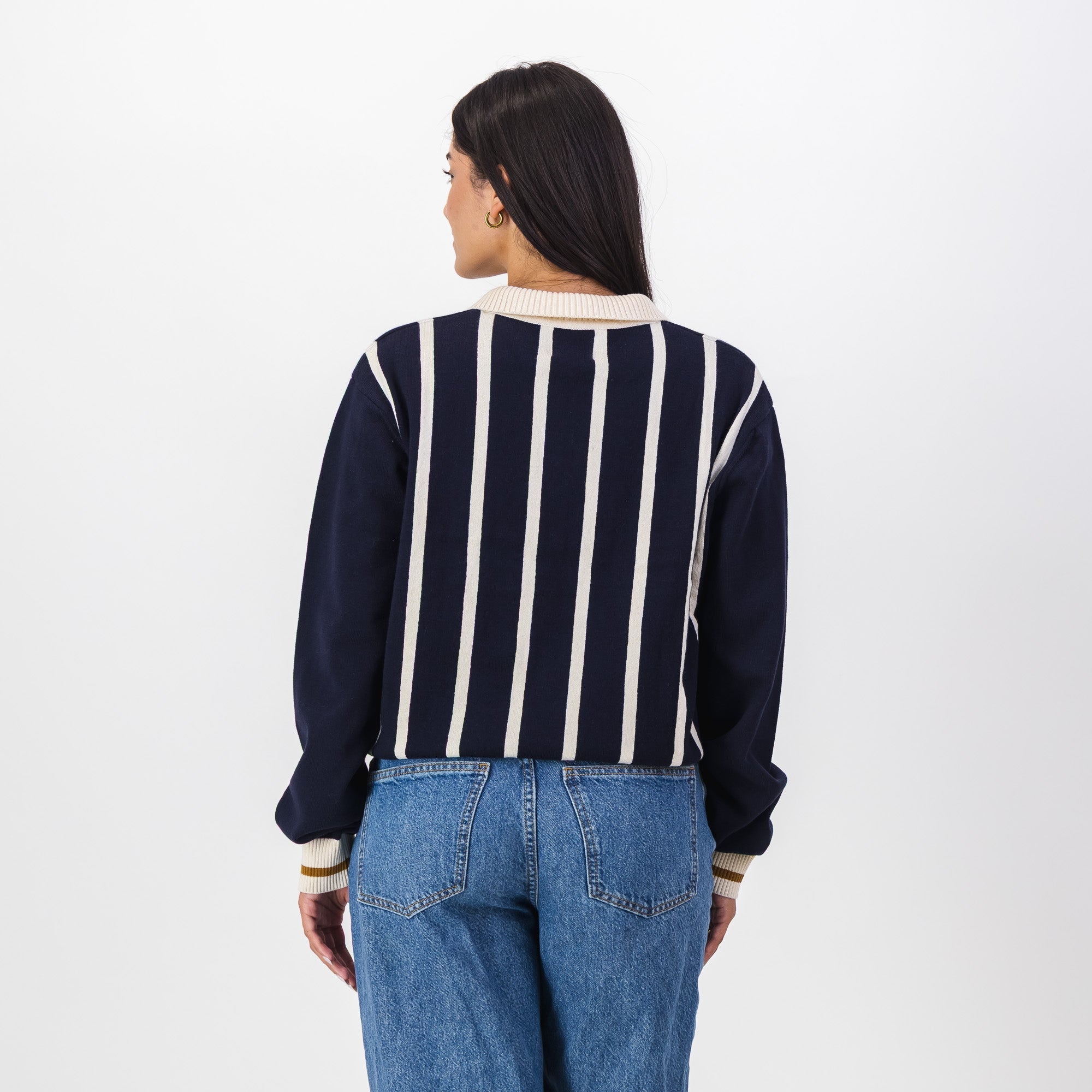 Real Madrid Stripe LS Knit Jersey-Navy