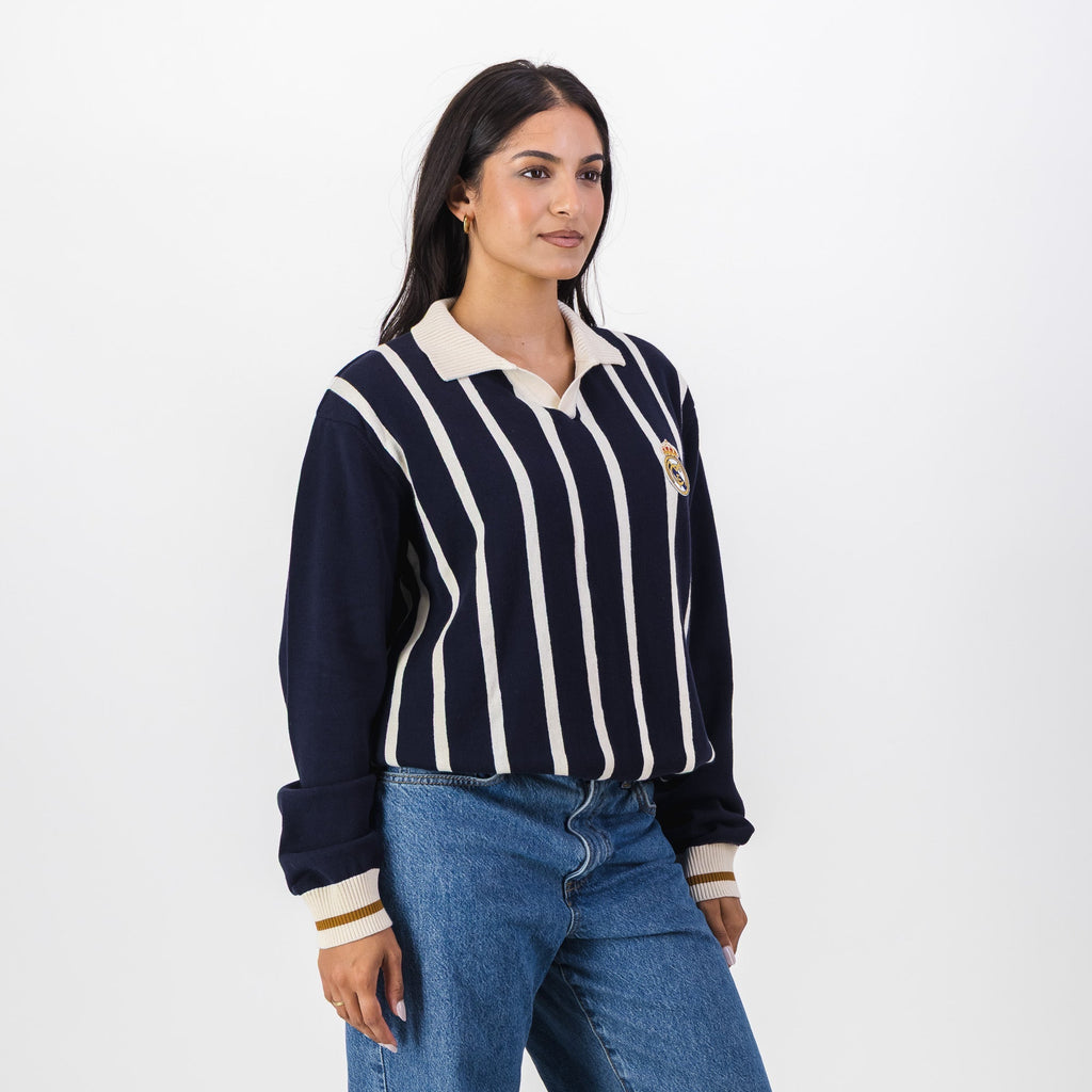 Real Madrid Stripe LS Knit Jersey-Navy