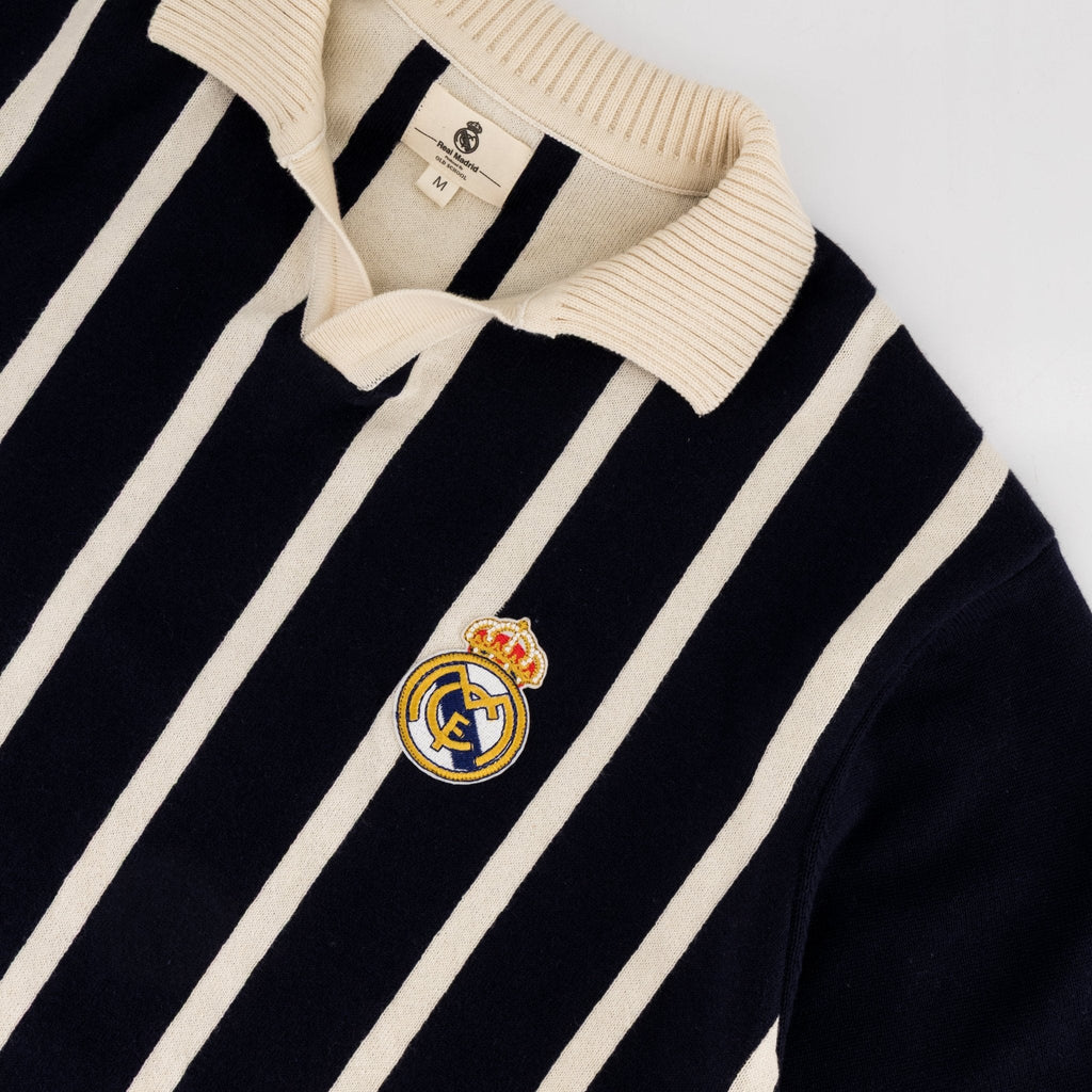 Real Madrid Stripe LS Knit Jersey-Navy