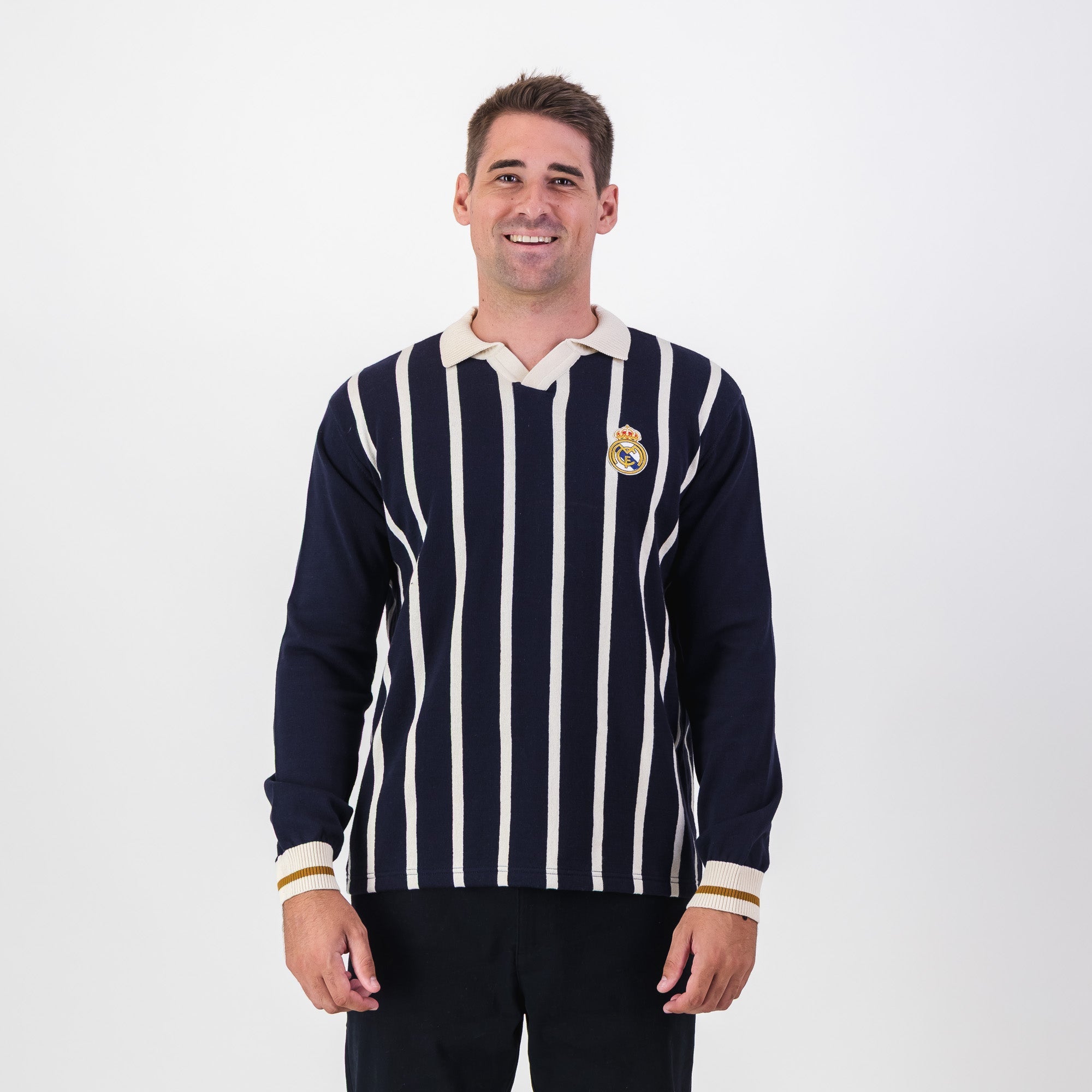Real Madrid Stripe LS Knit Jersey-Navy