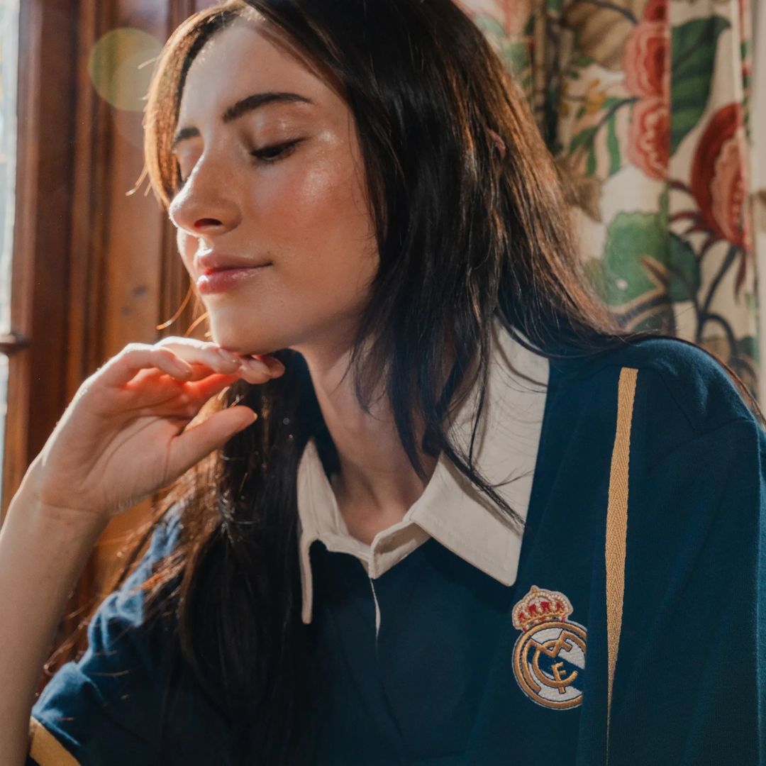 Real Madrid Twill Tape Detail SS Rugby Polo-Navy