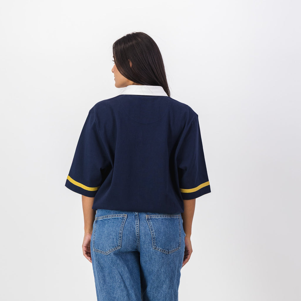 Real Madrid Twill Tape Detail SS Rugby Polo-Navy
