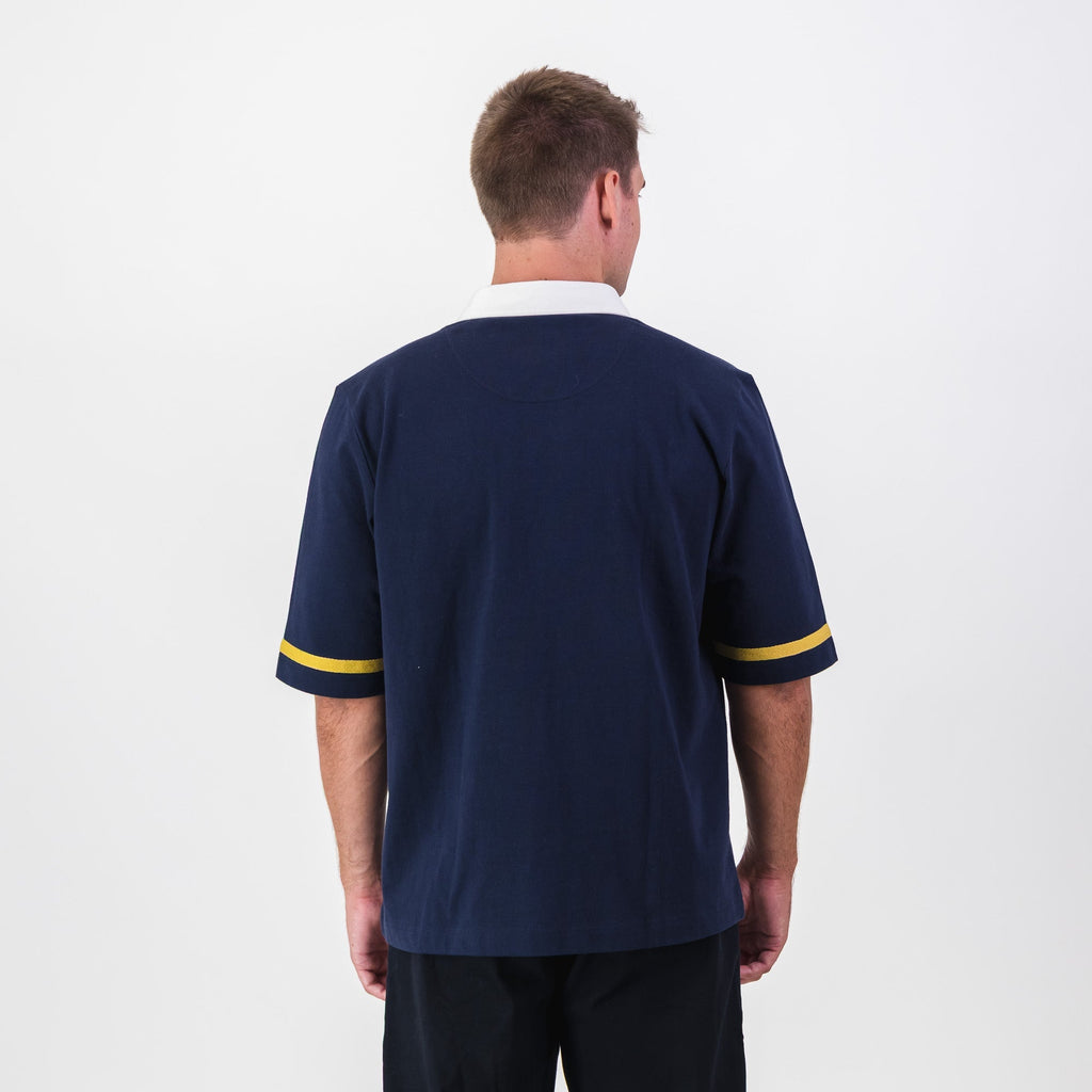 Real Madrid Twill Tape Detail SS Rugby Polo-Navy