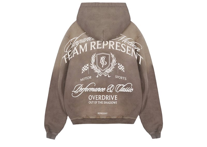 Represent Crest Zip Up Hoodie Dark Taupe