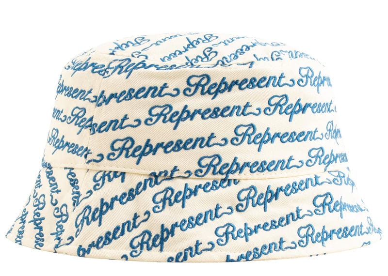 Represent Embroidered Bucket Hat Antique White