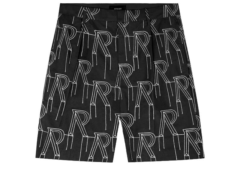 Represent Embroidered Initial Shorts Black
