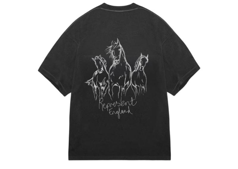 Represent Hand Drawn Thoroughbred Horse T-Shirt Black