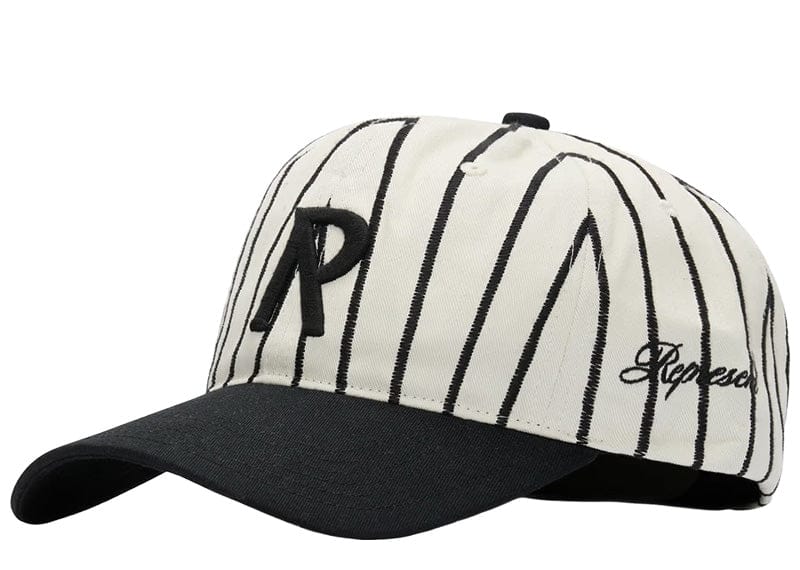 Represent Initial Stripe Cap Antique White