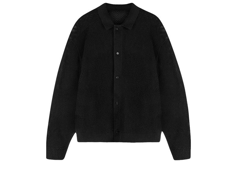 Represent Long Sleeve Mesh Knit Shirt Jet Black