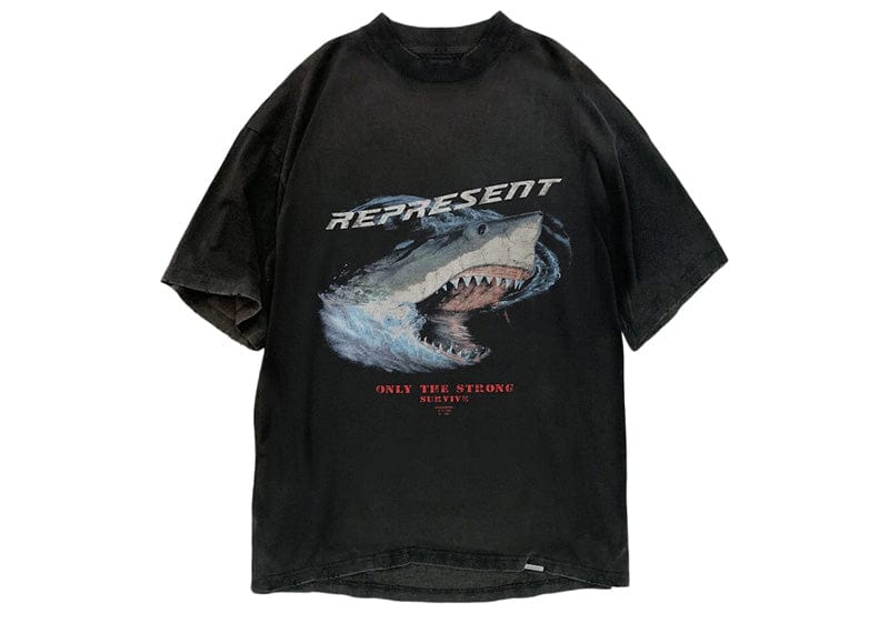 Represent Only The Strong Survive Shark T-Shirt Vintage Black