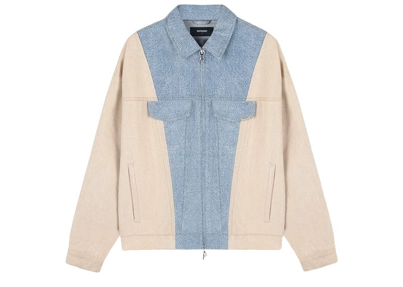 Represent R4 Colour Block Denim Jacket Blue