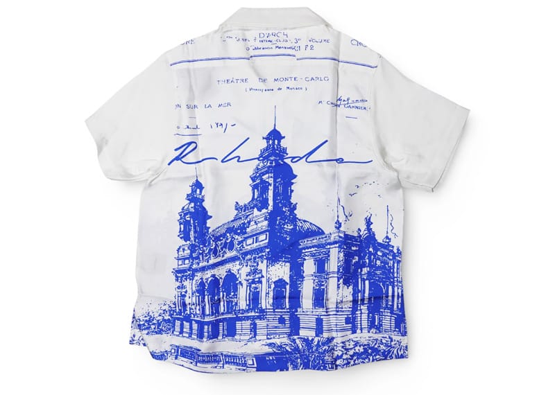 Rhude Cathedral Silk Short-Sleeve Button Up Shirt White/Blue