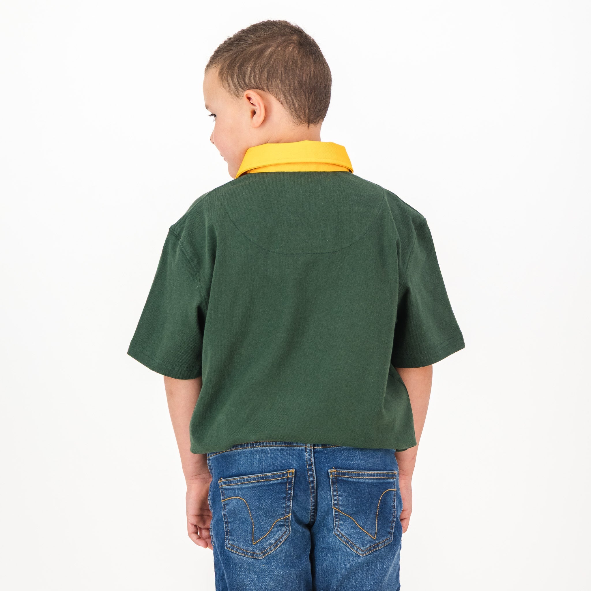 SA Supporters Kids Tops Kids SS Rugby Jersey Green & Gold Eb Green